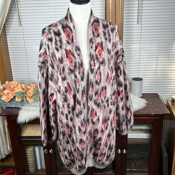 Anthropologie Zoey Leopard Cardigan Sweater Size Large - Picture 6 of 10